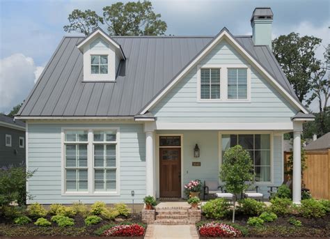 white metal roof white house|houses with charcoal metal roof.